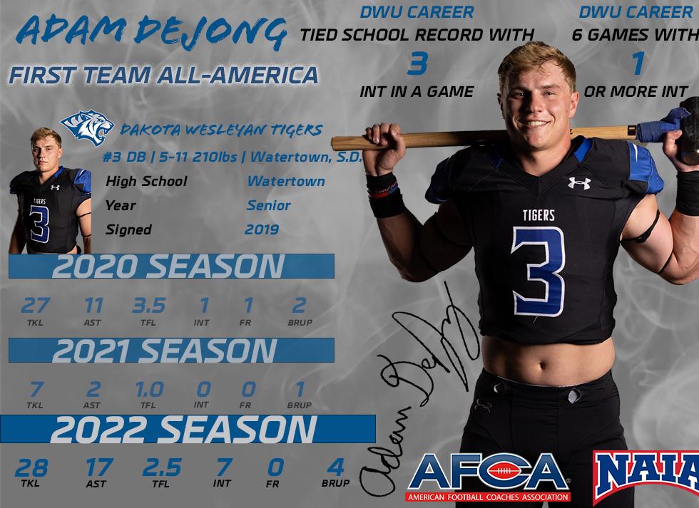 DEJONG NAMED TO THE NAIA AND AFCA FIRST TEAM ALL-AMERICA
