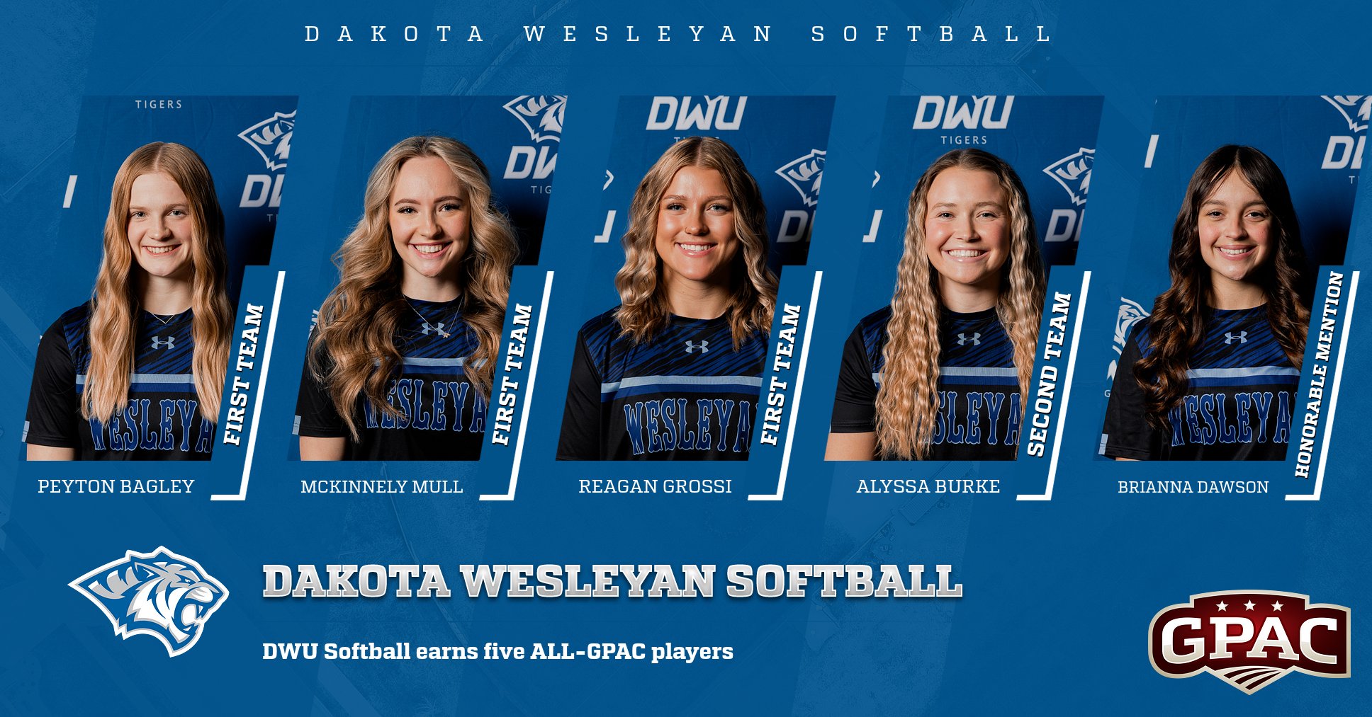 TIGER SOFTBALL EARNS FIVE ALL-GPAC PLAYERS, THREE TO FIRST TEAM
