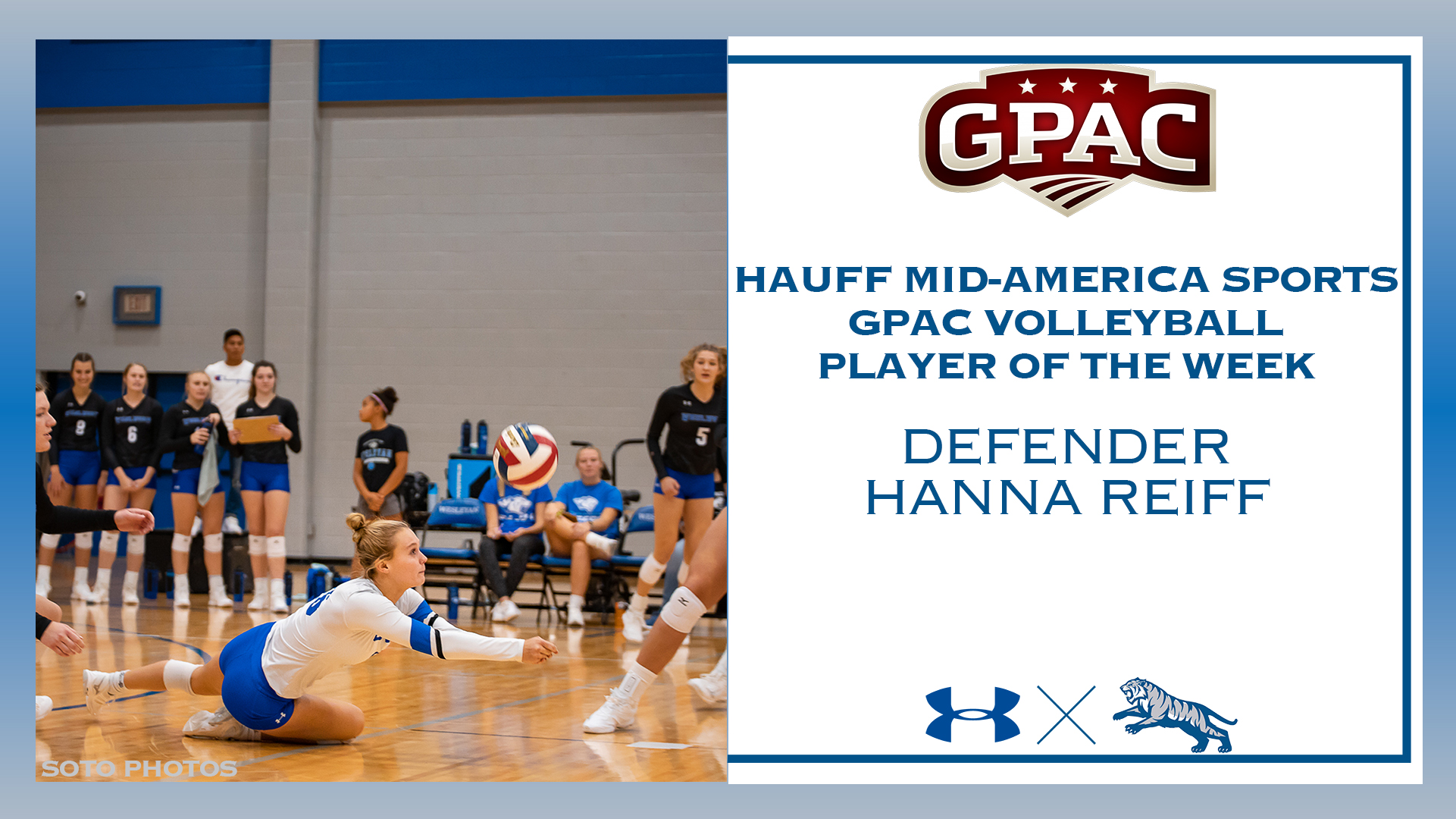 HANNA REIFF TABBED AS GPAC VOLLEYBALL DEFENDER OF THE WEEK